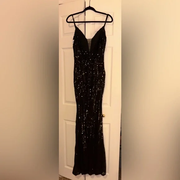 Windsor Black and Silver Sequin V-Neck Gown- New without tags - Picture 9 of 12